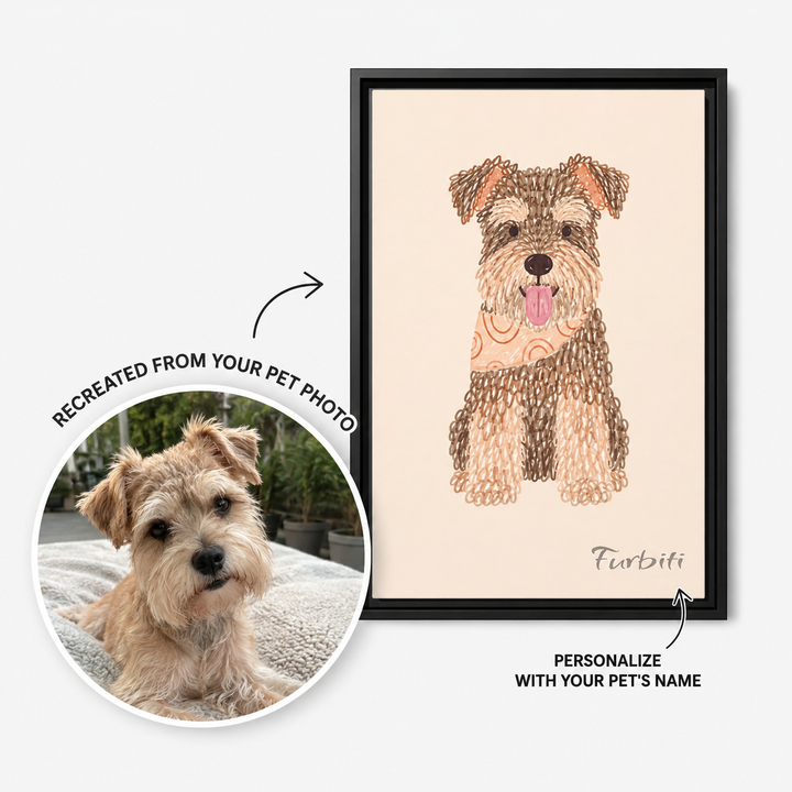 Personalized Classic Terrier Pet Canvas Portrait From Photo
