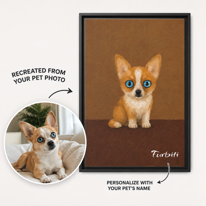 Personalized Cute Kitten Pet Canvas Portrait From Photo