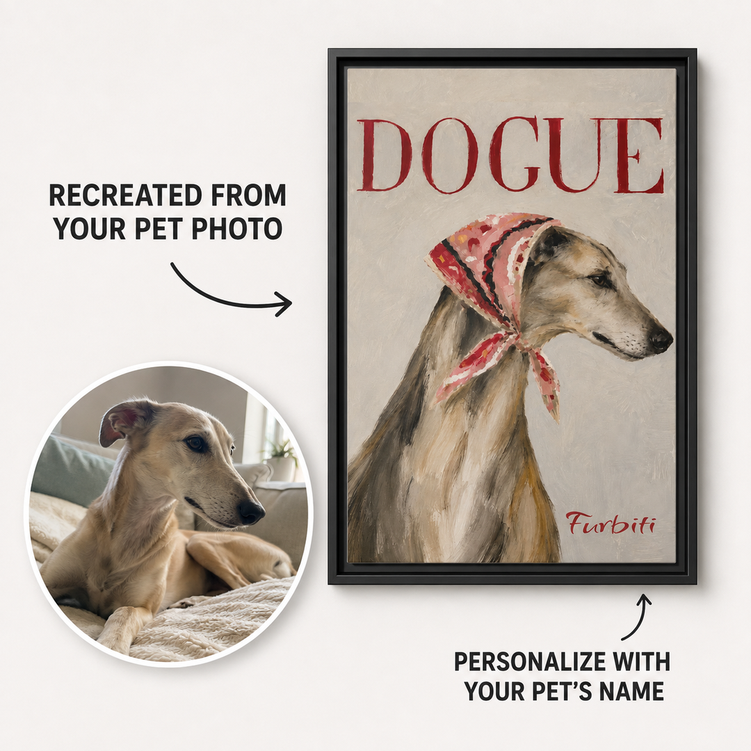 Personalized Dogue Fashion Dog Pet Canvas Portrait From Photo