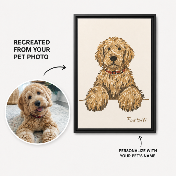 Personalized Minimalist Sketch Dog Pet Canvas Portrait From Photo