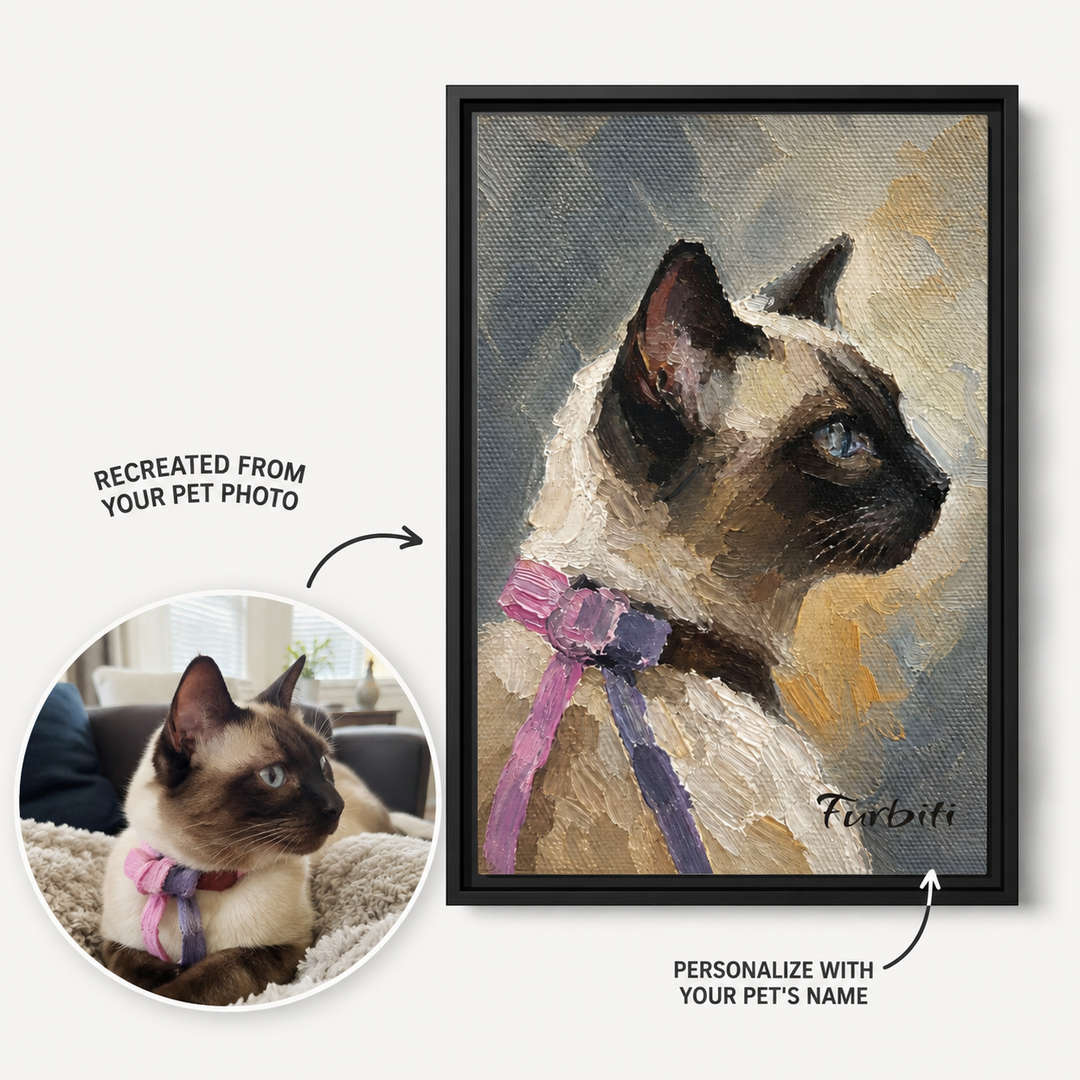 Personalized Modern Siamese Cat Pet Canvas Portrait From Photo