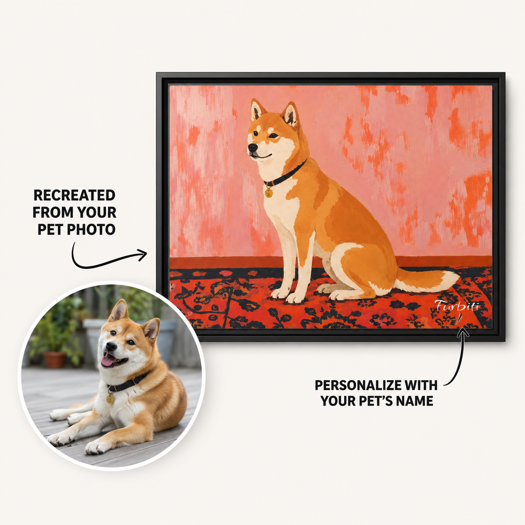 Personalized Orange Shiba Landscape Pet Portrait Canvas From Photo