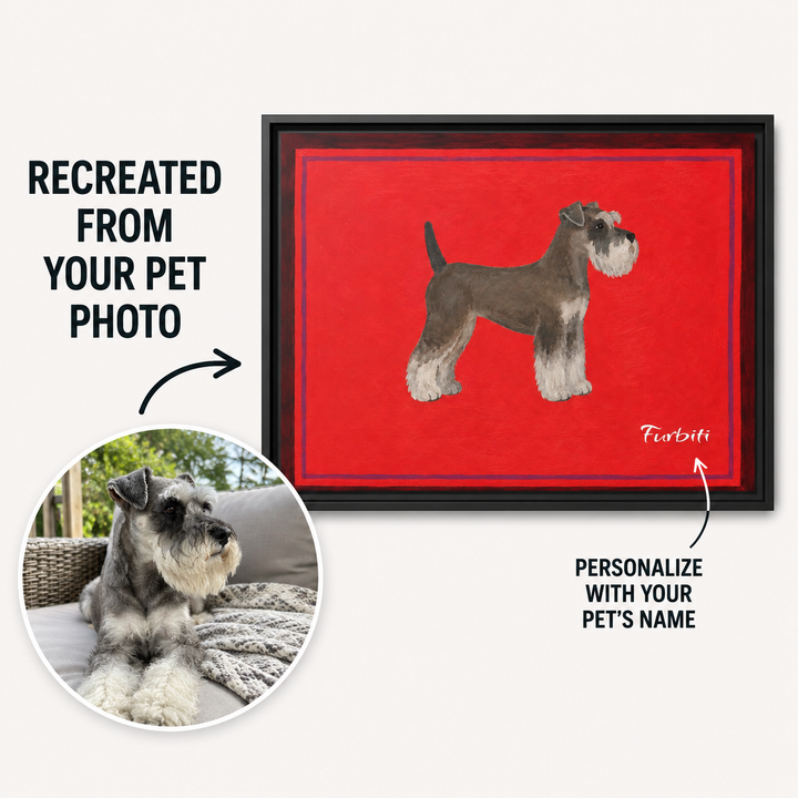 Personalized Red Schnauzer Landscape Pet Portrait Canvas From Photo