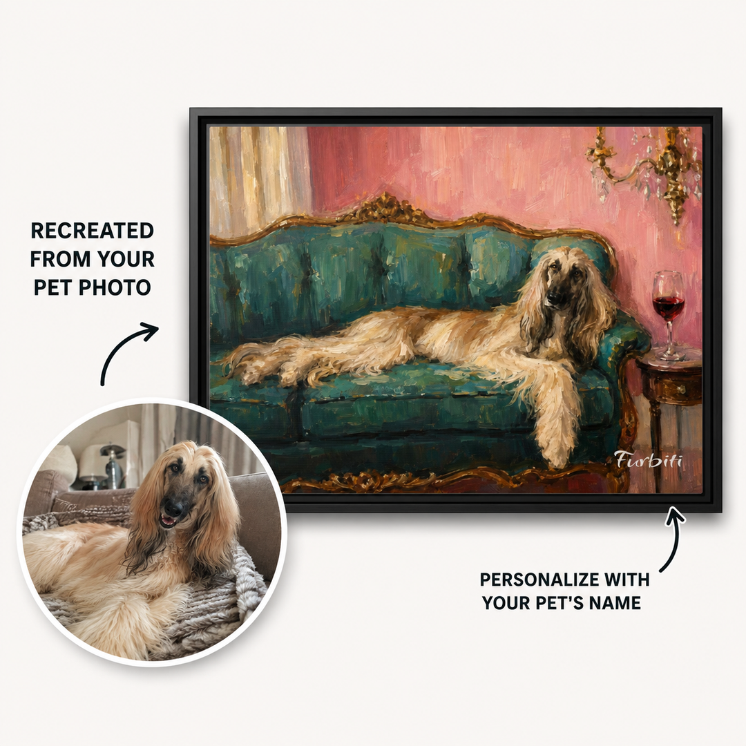 Personalized Velvet Sofa Dog Landscape Pet Portrait Canvas From Photo