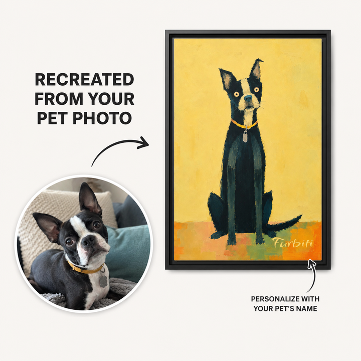 Personalized Yellow Pop Art Dog Pet Canvas Portrait From Photo
