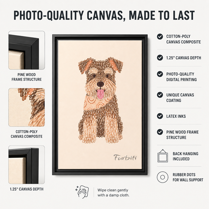 Photo Quality Classic Terrier Pet Canvas Portrait Material Details