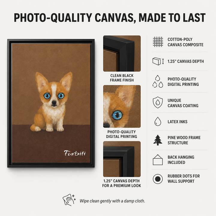 Photo Quality Cute Kitten Pet Canvas Portrait Material Details