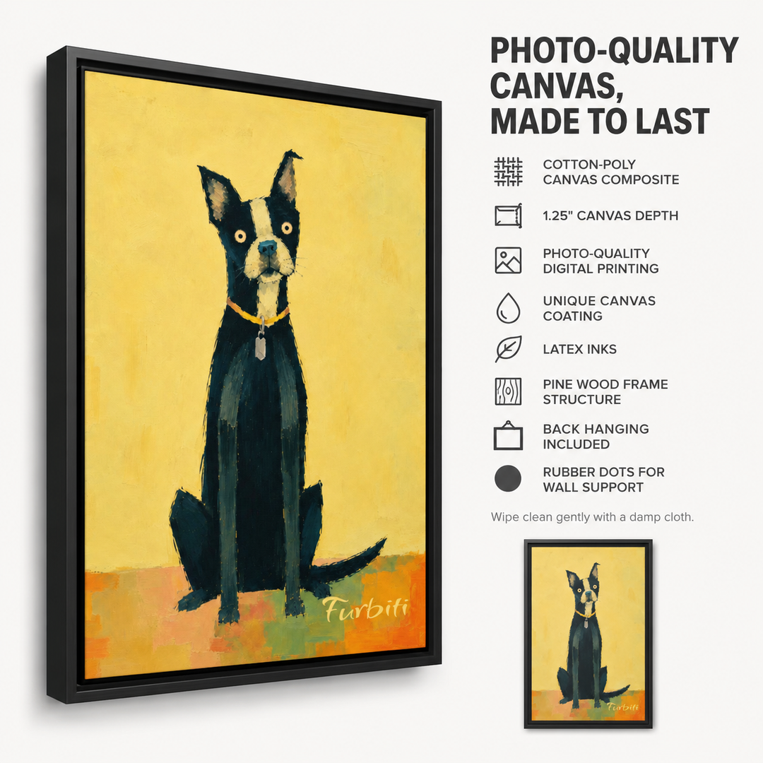 Photo Quality Yellow Pop Art Dog Pet Canvas Portrait Material Details