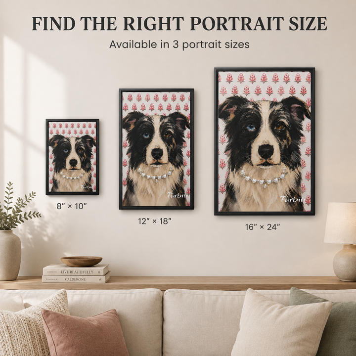 Pink Floral Dog Pet Canvas Portrait Size Guide
