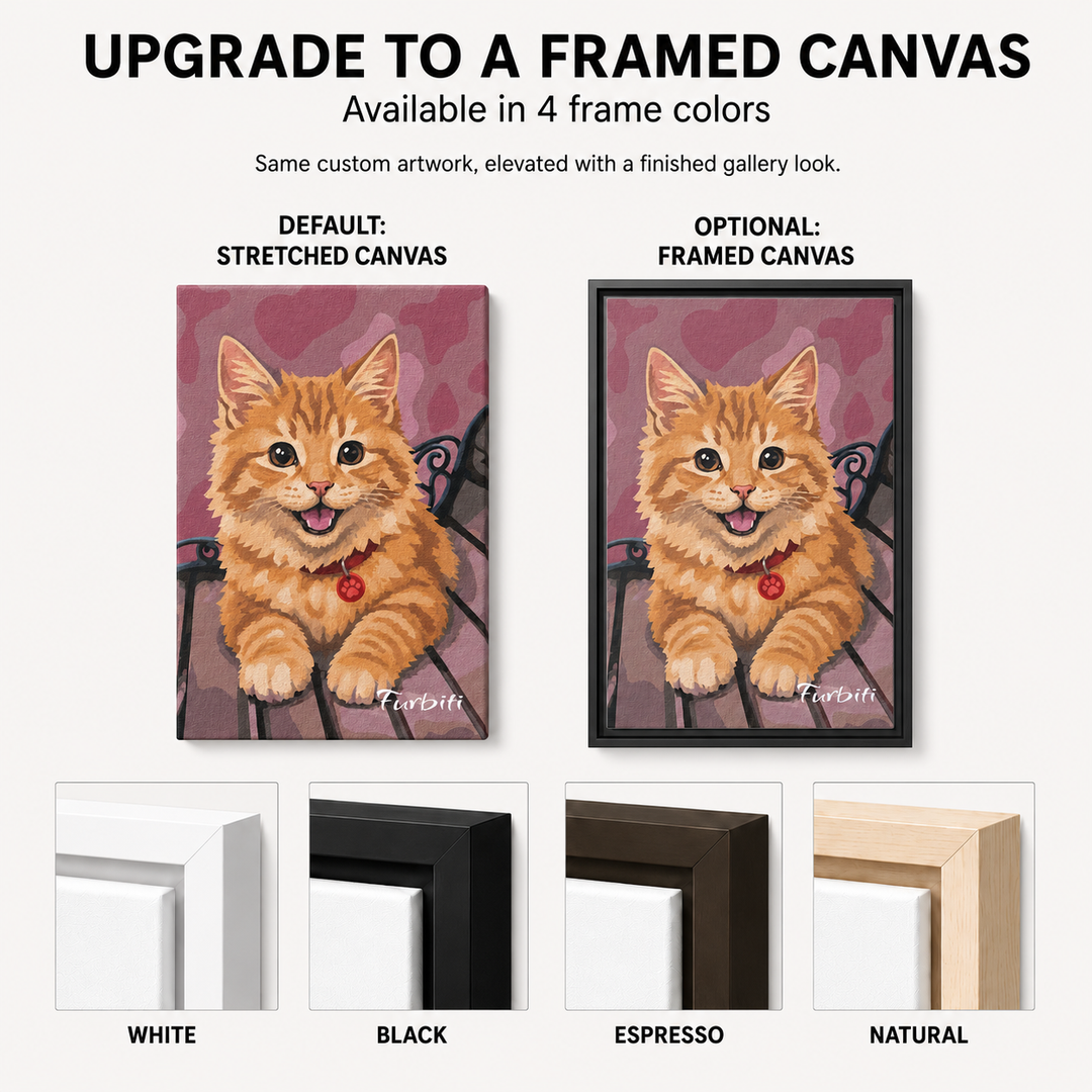 Pink Hearts Cat Pet Canvas Portrait Size Guide