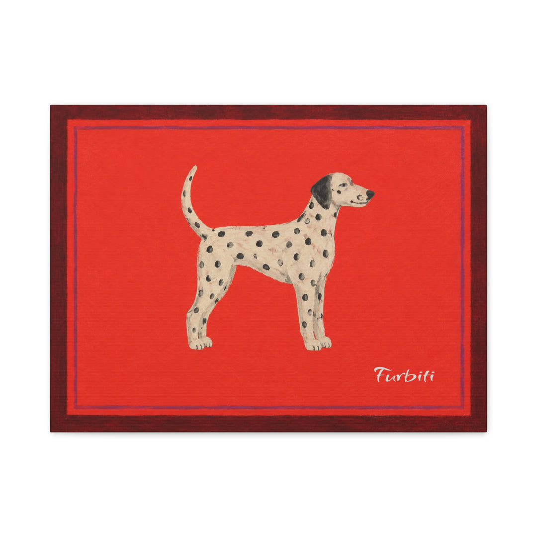 Red Background Dalmatian Landscape Pet Portrait Canvas Example