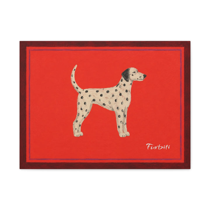 Red Background Dalmatian Landscape Pet Portrait Canvas Example