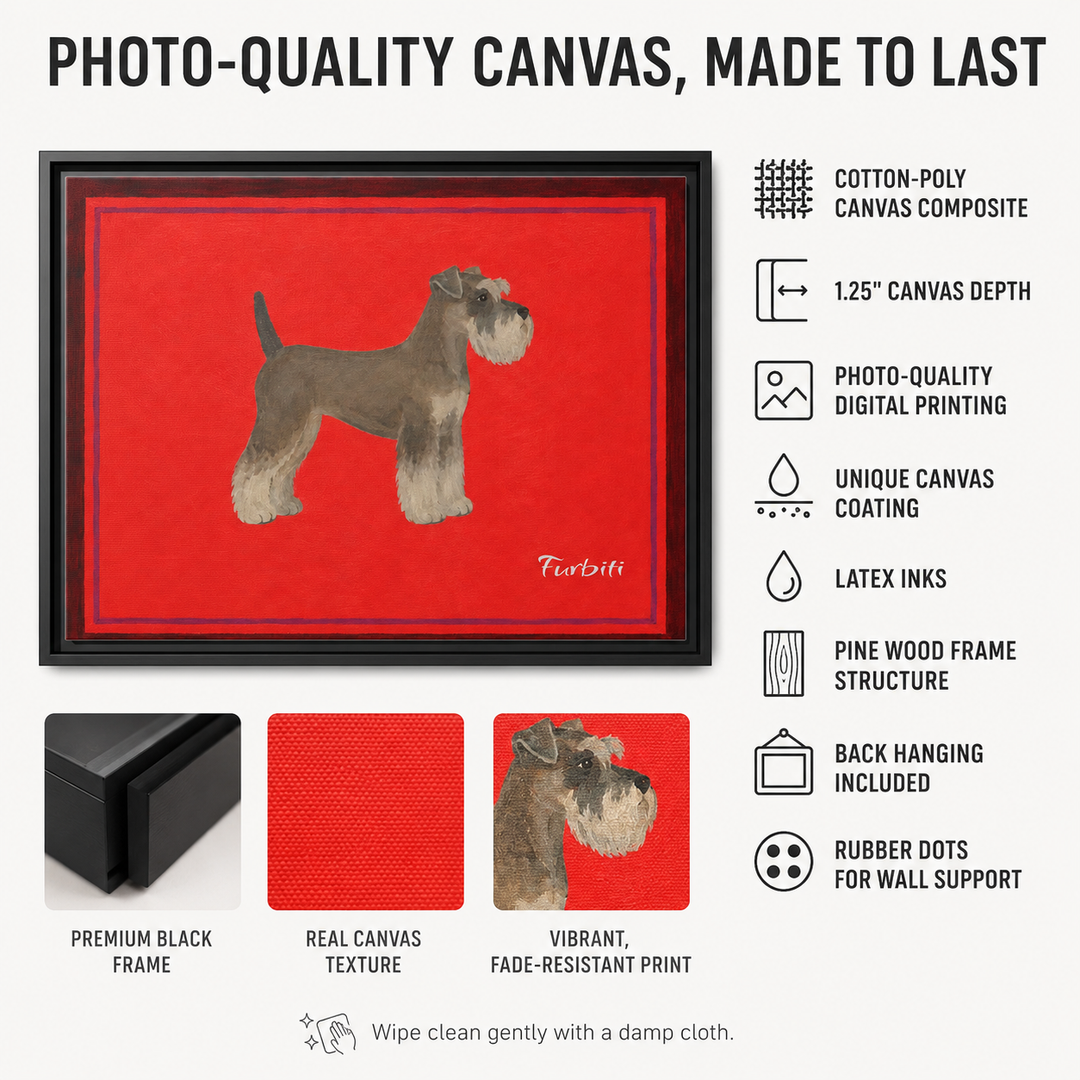 Red Schnauzer Landscape Pet Portrait Canvas Material And Print Details
