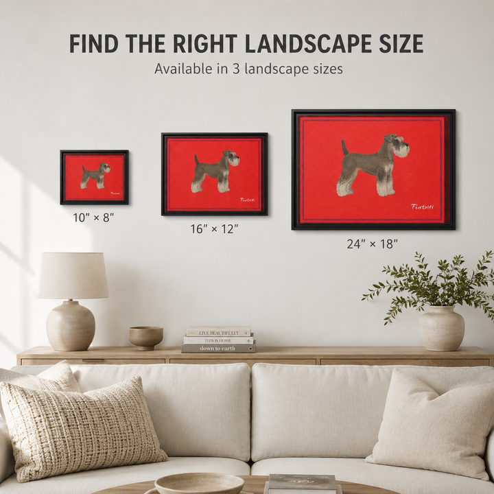 Red Schnauzer Landscape Pet Portrait Canvas Size Guide