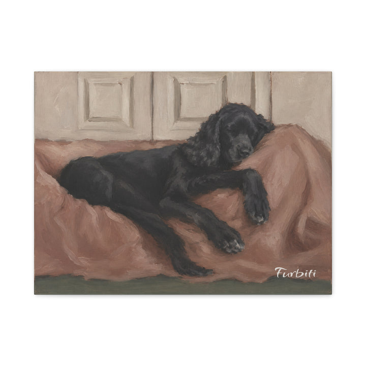Resting Black Dog Alternate Dog Landscape Pet Portrait Canvas Example