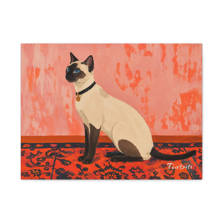 Siamese Cat Orange Background Landscape Pet Portrait Canvas Example