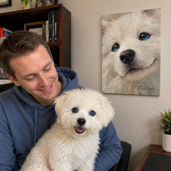 Stretched Blue Eyed Pet Canvas Portrait Product View