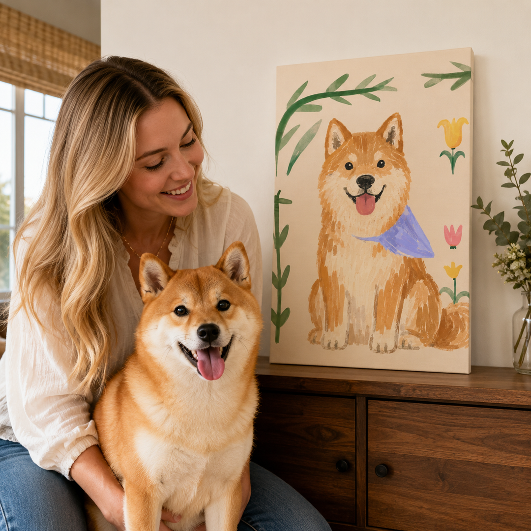 Stretched Botanical Pet Canvas Portrait Product View
