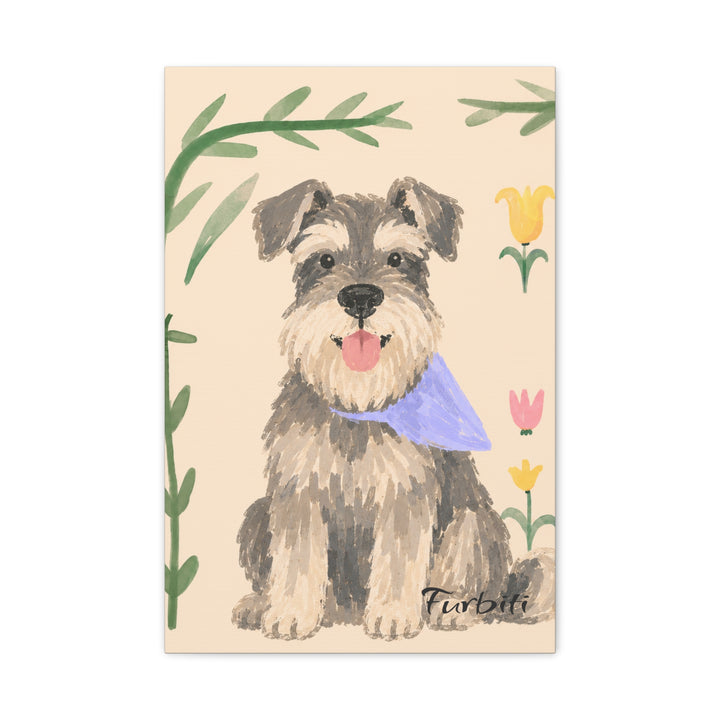 Stretched Botanical Schnauzer Pet Canvas Portrait Product View