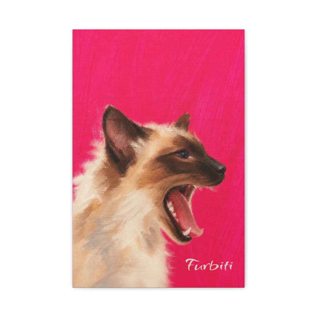 Stretched Bright Pink Cat Pet Canvas Portrait Product View