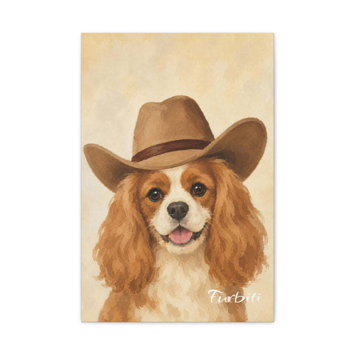 Stretched Cowboy Dog Pet Canvas Portrait Product View