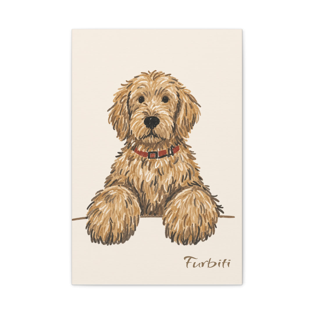 Stretched Minimalist Sketch Dog Pet Canvas Portrait Product View