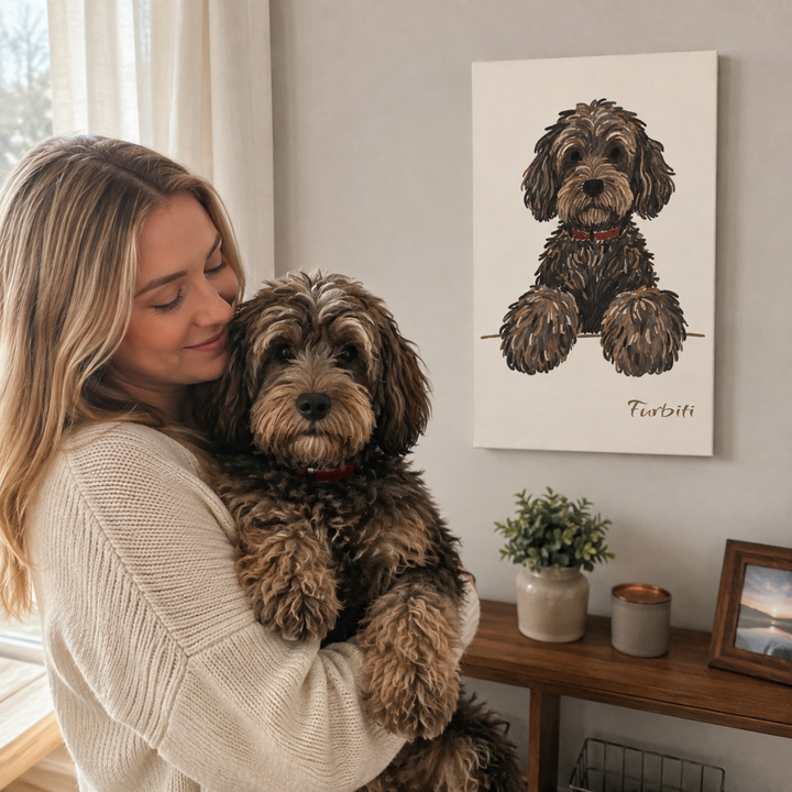 Stretched Minimalist Sketch Pet Canvas Portrait Product View
