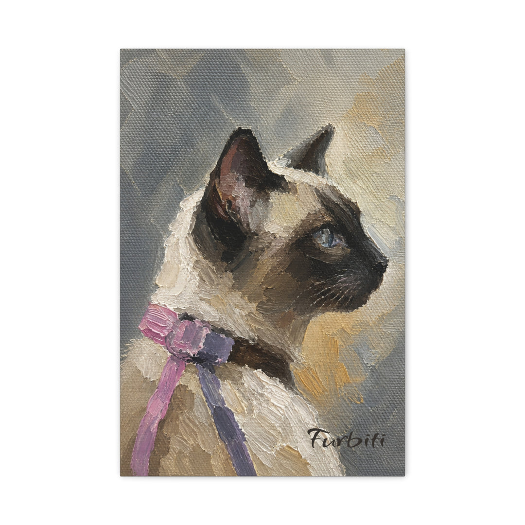 Stretched Modern Siamese Cat Pet Canvas Portrait Product View