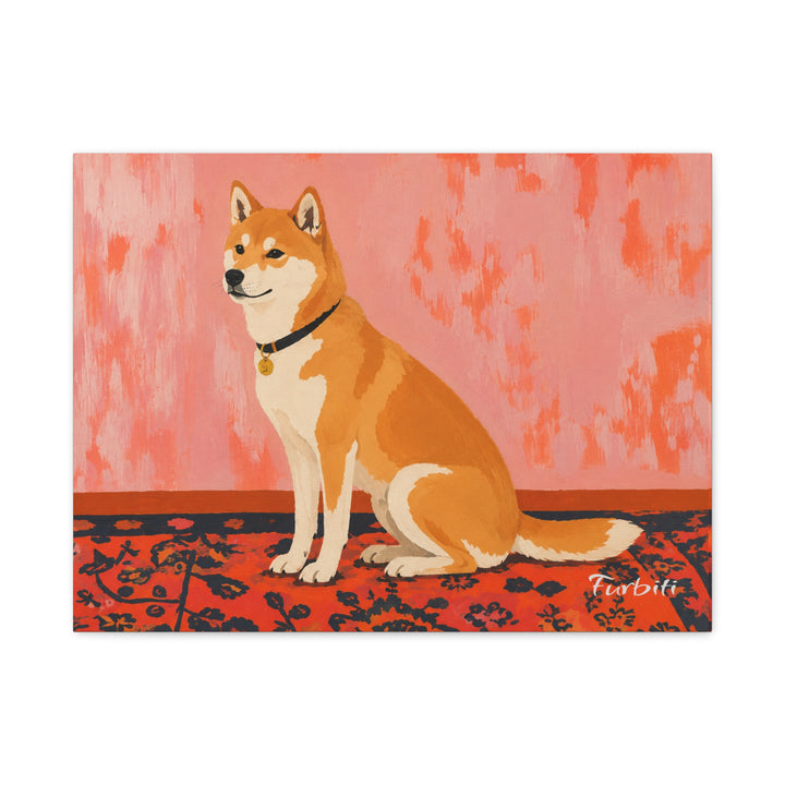 Stretched Orange Shiba Horizontal Pet Canvas Product View