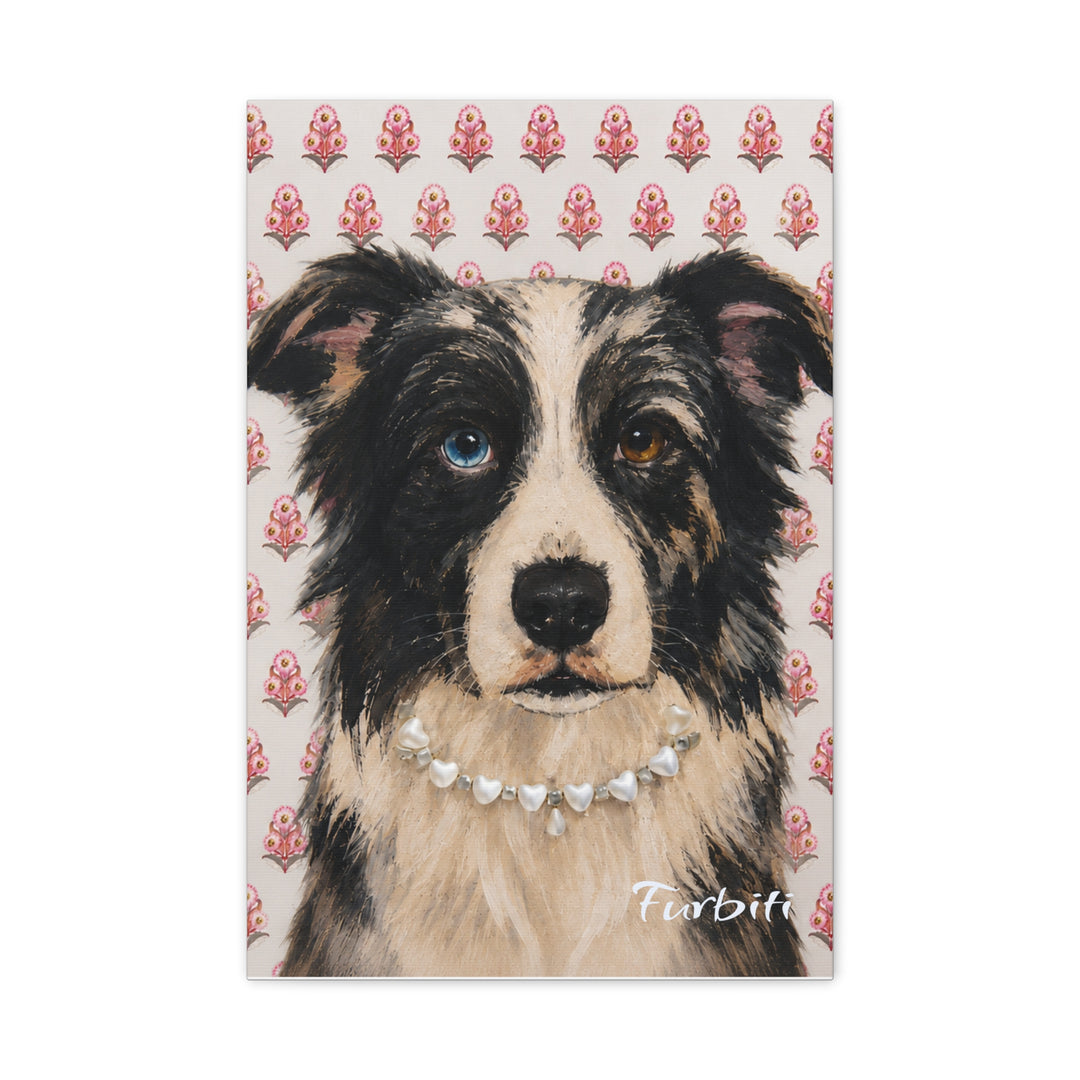 Stretched Pink Floral Dog Pet Canvas Portrait Product View