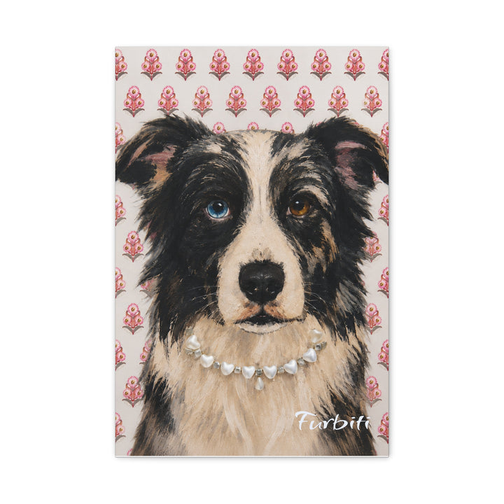 Stretched Pink Floral Dog Pet Canvas Portrait Product View