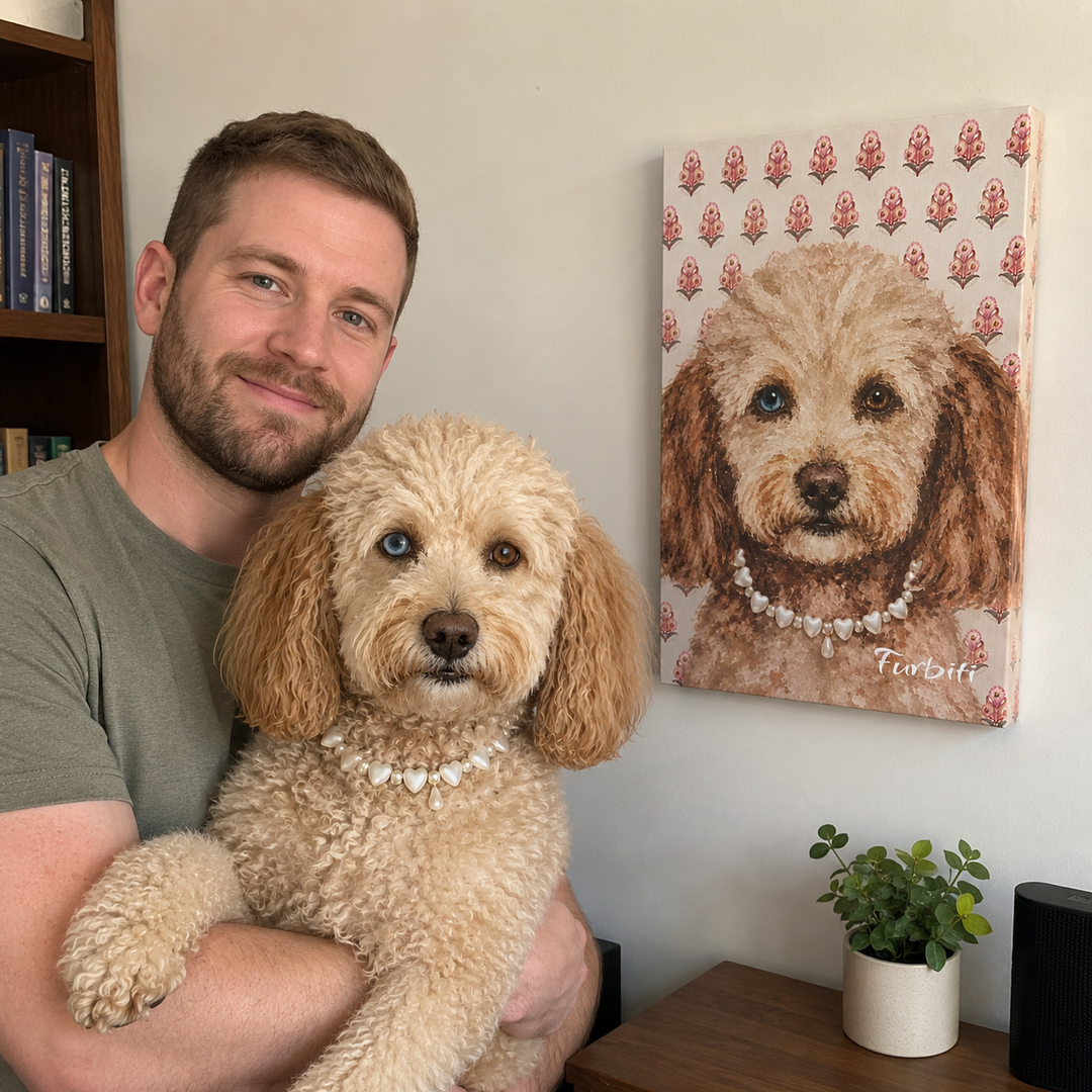 Stretched Pink Floral Pet Canvas Portrait Product View