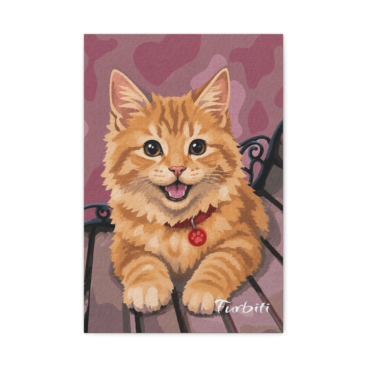 Stretched Pink Hearts Cat Pet Canvas Portrait Product View