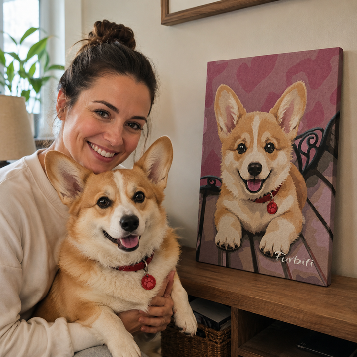 Stretched Pink Hearts Pet Canvas Portrait Product View