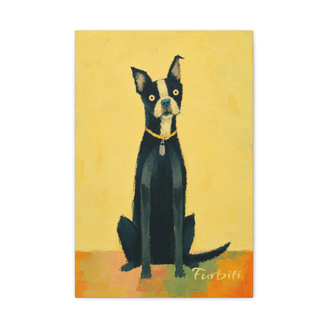 Stretched Yellow Pop Art Dog Pet Canvas Portrait Product View