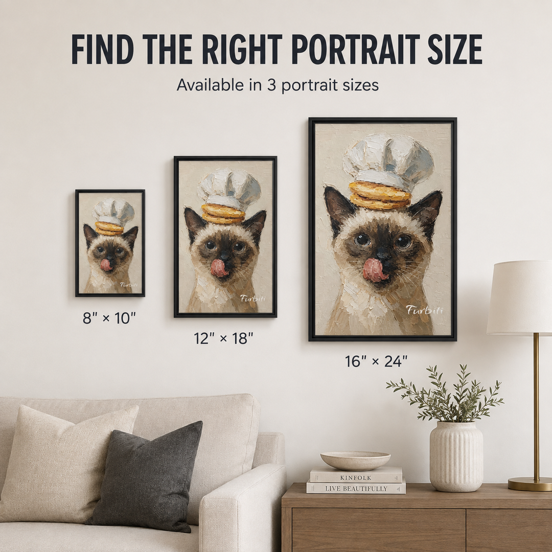 Toast Cat Pet Canvas Portrait Size Guide