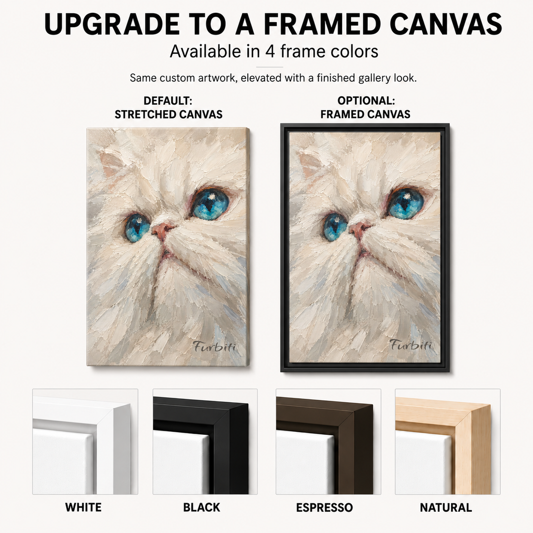 Upgrade To Framed Blue Eyed Cat Custom Pet Canvas Portrait