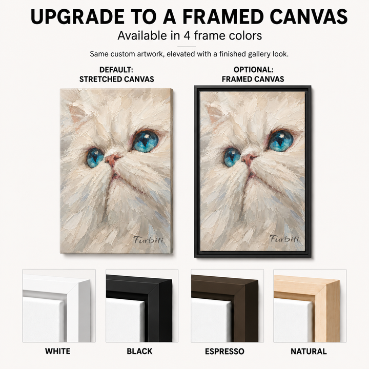Upgrade To Framed Blue Eyed Cat Custom Pet Canvas Portrait