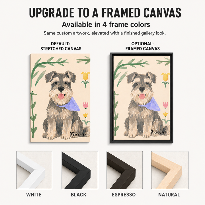 Upgrade To Framed Botanical Schnauzer Custom Pet Canvas Portrait