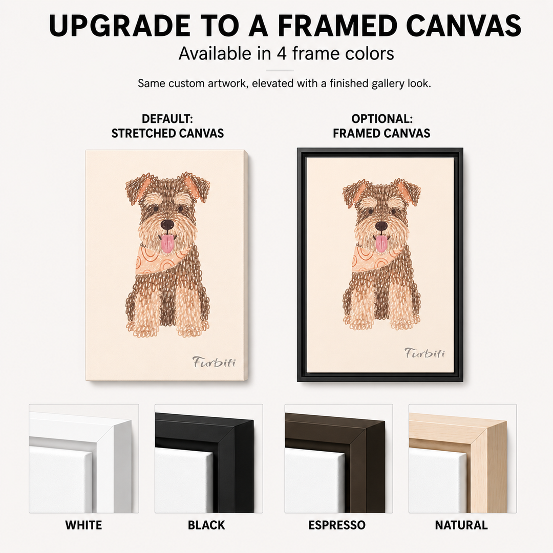 Upgrade To Framed Classic Terrier Custom Pet Canvas Portrait