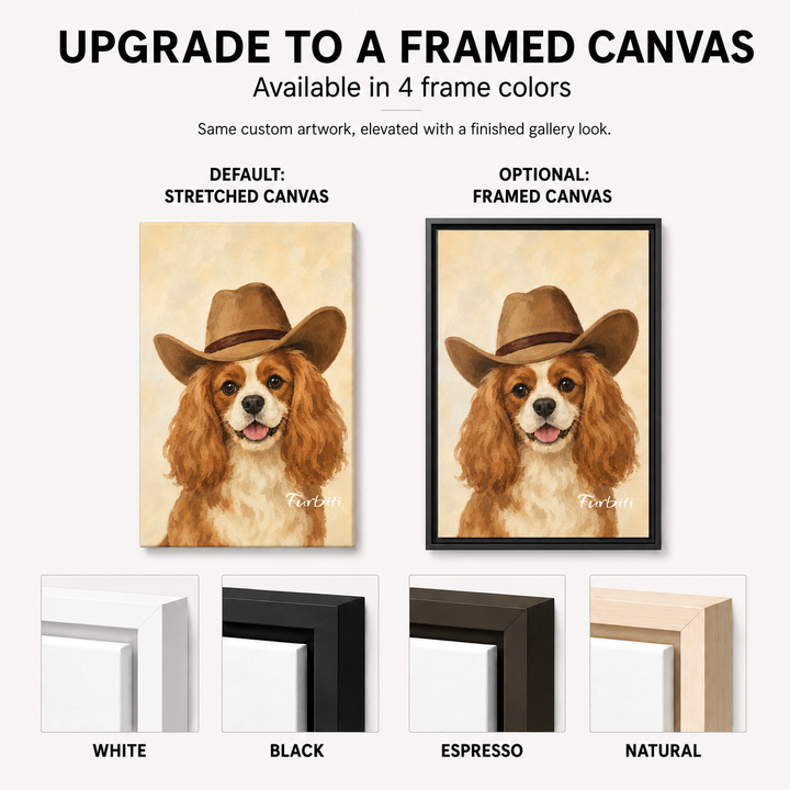 Upgrade To Framed Cowboy Dog Custom Pet Canvas Portrait