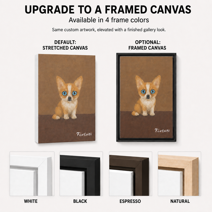 Upgrade To Framed Cute Kitten Custom Pet Canvas Portrait