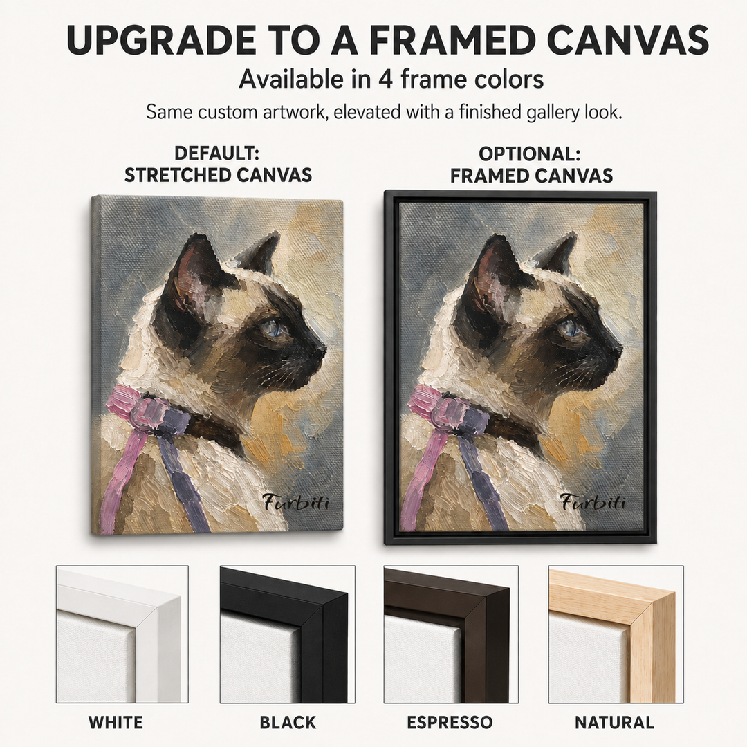 Upgrade To Framed Modern Siamese Cat Custom Pet Canvas Portrait
