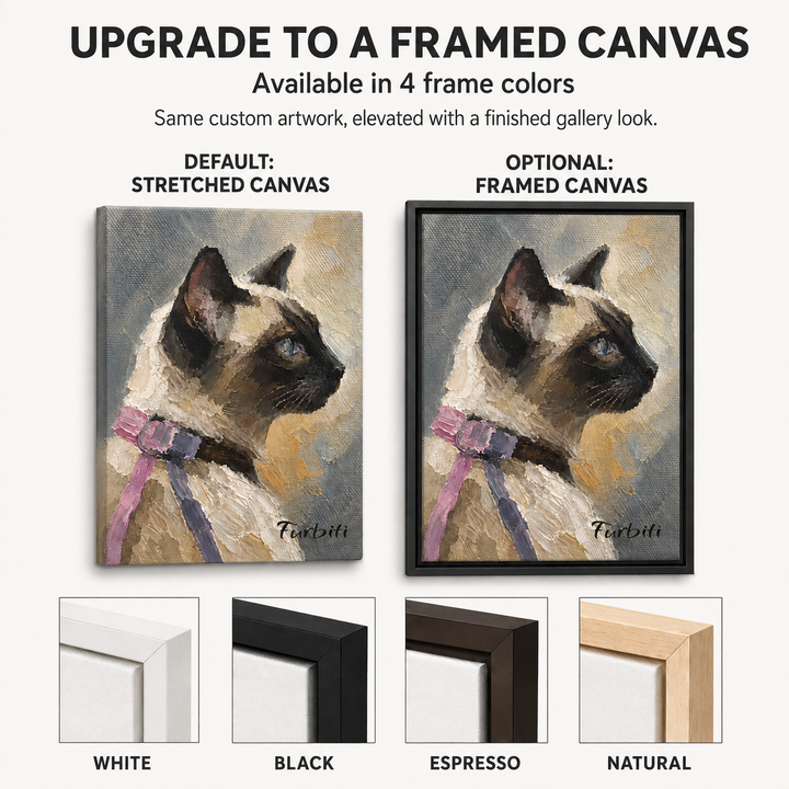 Upgrade To Framed Modern Siamese Cat Custom Pet Canvas Portrait