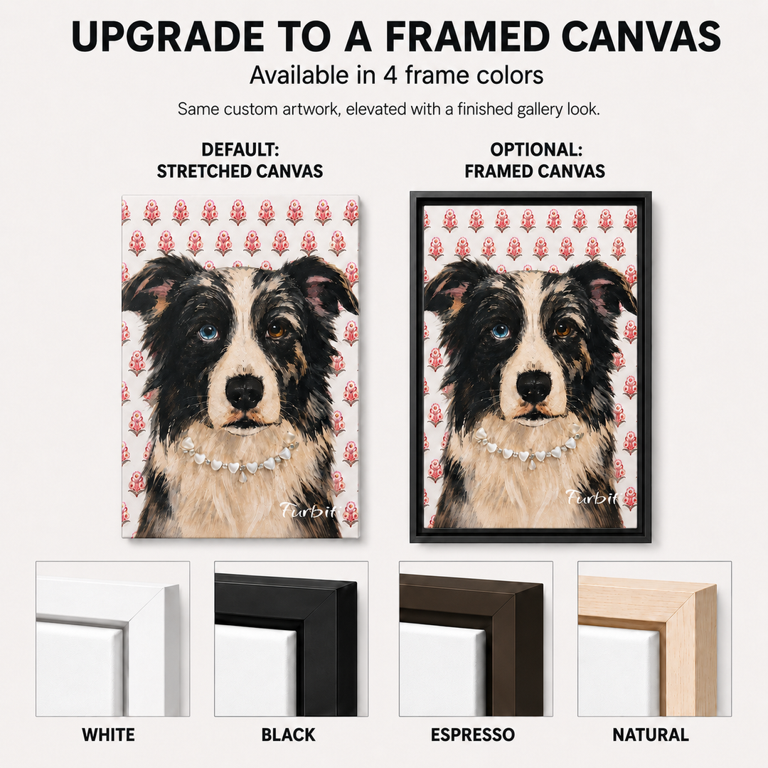 Upgrade To Framed Pink Floral Dog Custom Pet Canvas Portrait