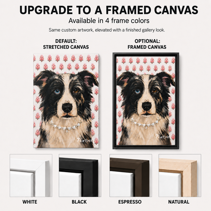 Upgrade To Framed Pink Floral Dog Custom Pet Canvas Portrait