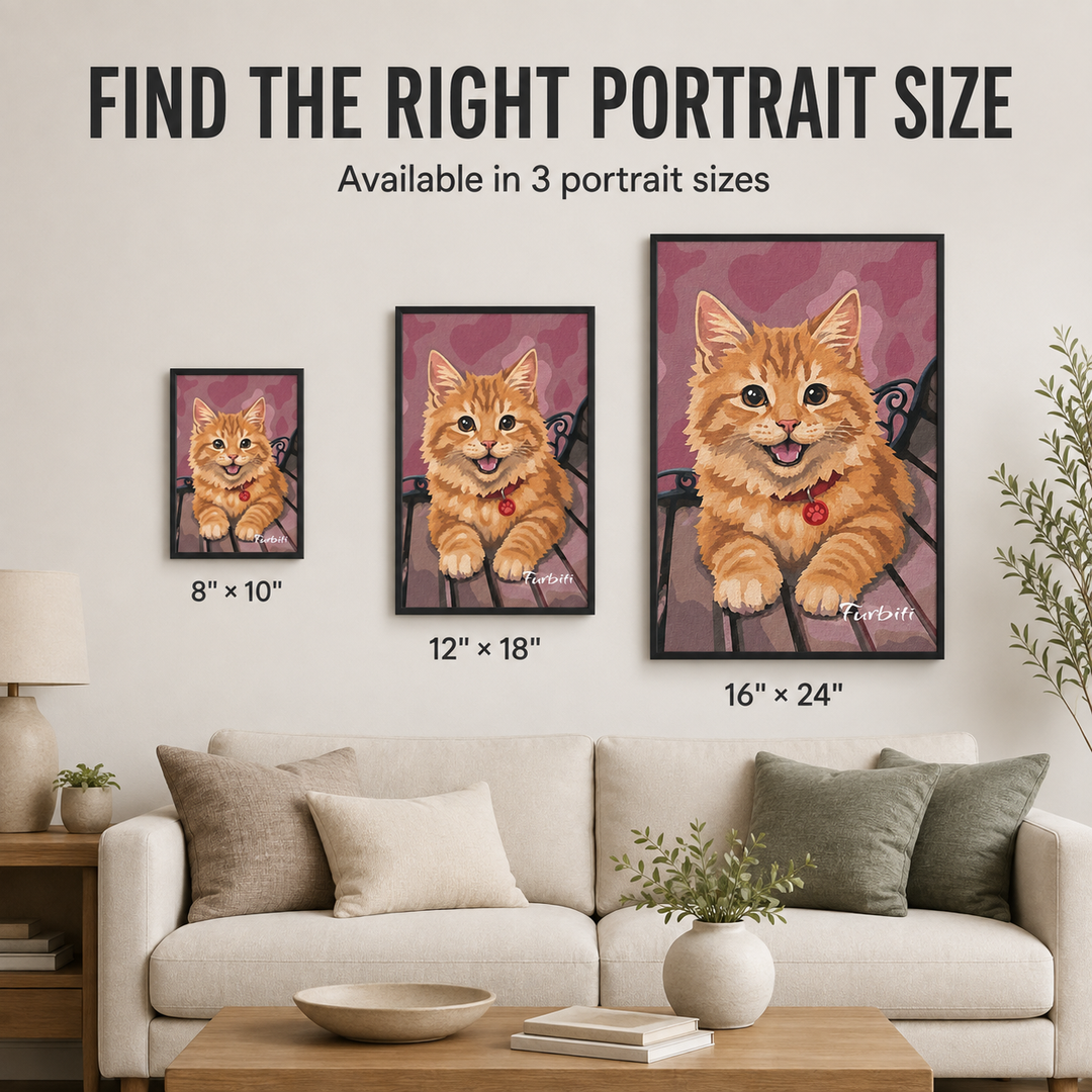 Upgrade To Framed Pink Hearts Cat Custom Pet Canvas Portrait