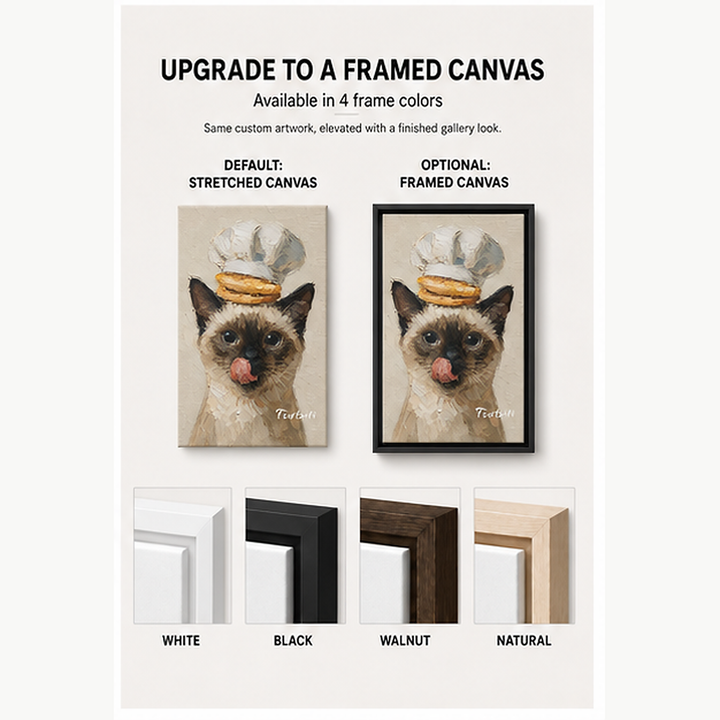 Upgrade To Framed Toast Cat Custom Pet Canvas Portrait