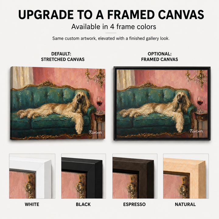 Velvet Sofa Dog Landscape Pet Portrait Canvas Material And Print Details