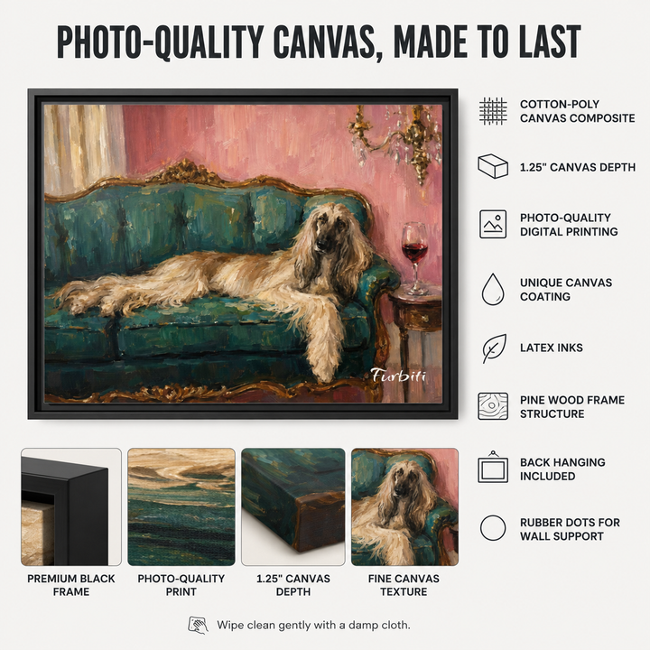 Velvet Sofa Dog Landscape Pet Portrait Canvas Size Guide